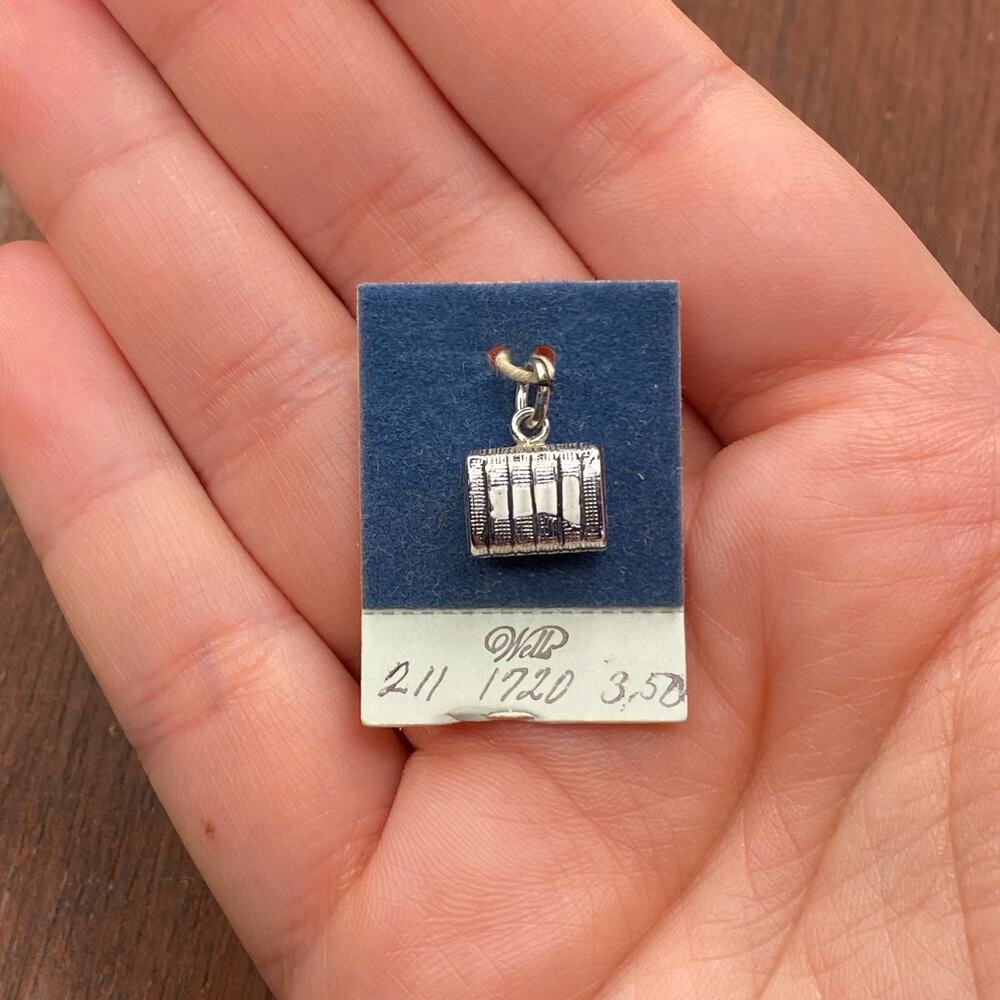 Vintage Wells 925 Sterling Silver Enamel Cotton Bale Pendant Bracelet Charm